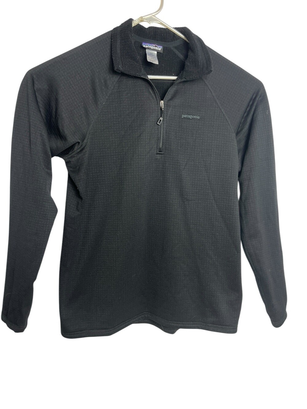 Patagonia Polartec Power Dry Top 1/2 Zip Women Size Large Pullover Black EUC